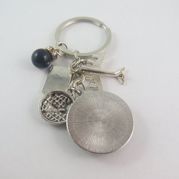 Travel Keychain Globe Keychain Airplane Key Ring Wanderlust Lover Keychain World - Picture 4 of 4